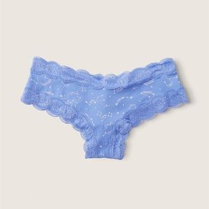 Victoria’s Secret Pink Lace Trim Cheekster Panties Cornflower Blue Constellation